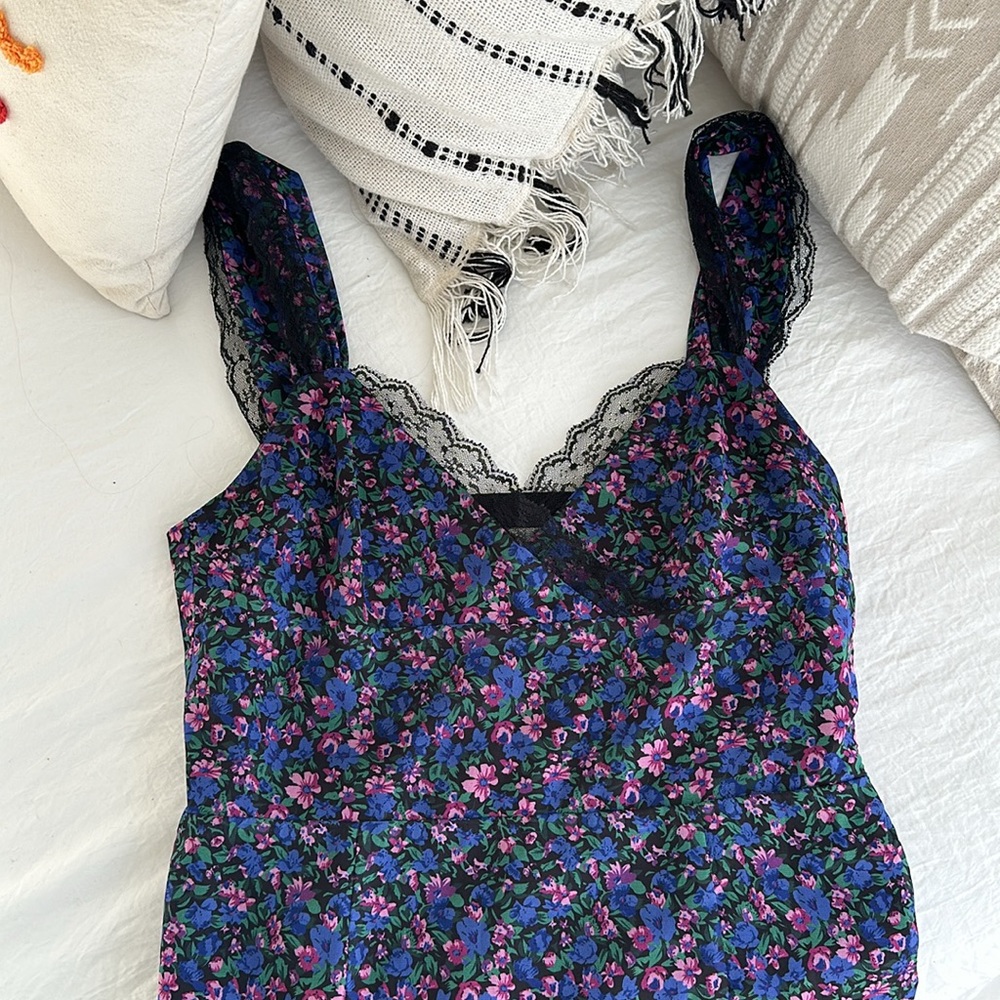REVOLVE Purple Floral Lace-Trim Mini Dress - Picture 2 of 2